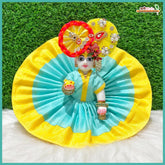 Coton Plain Sea Green & Yellow Laddu Gopal Poshak